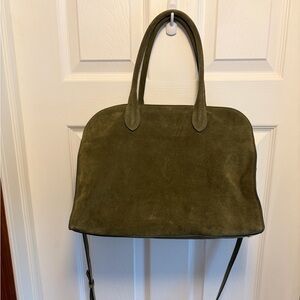 Olive Green Suede Shoulder Bag